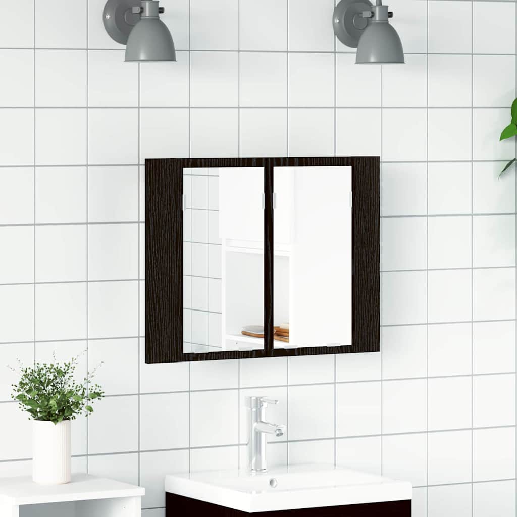 vidaXL Badezimmerspiegelschrank Schwarz Eichen-Optik 60 x 12 x 45 cm