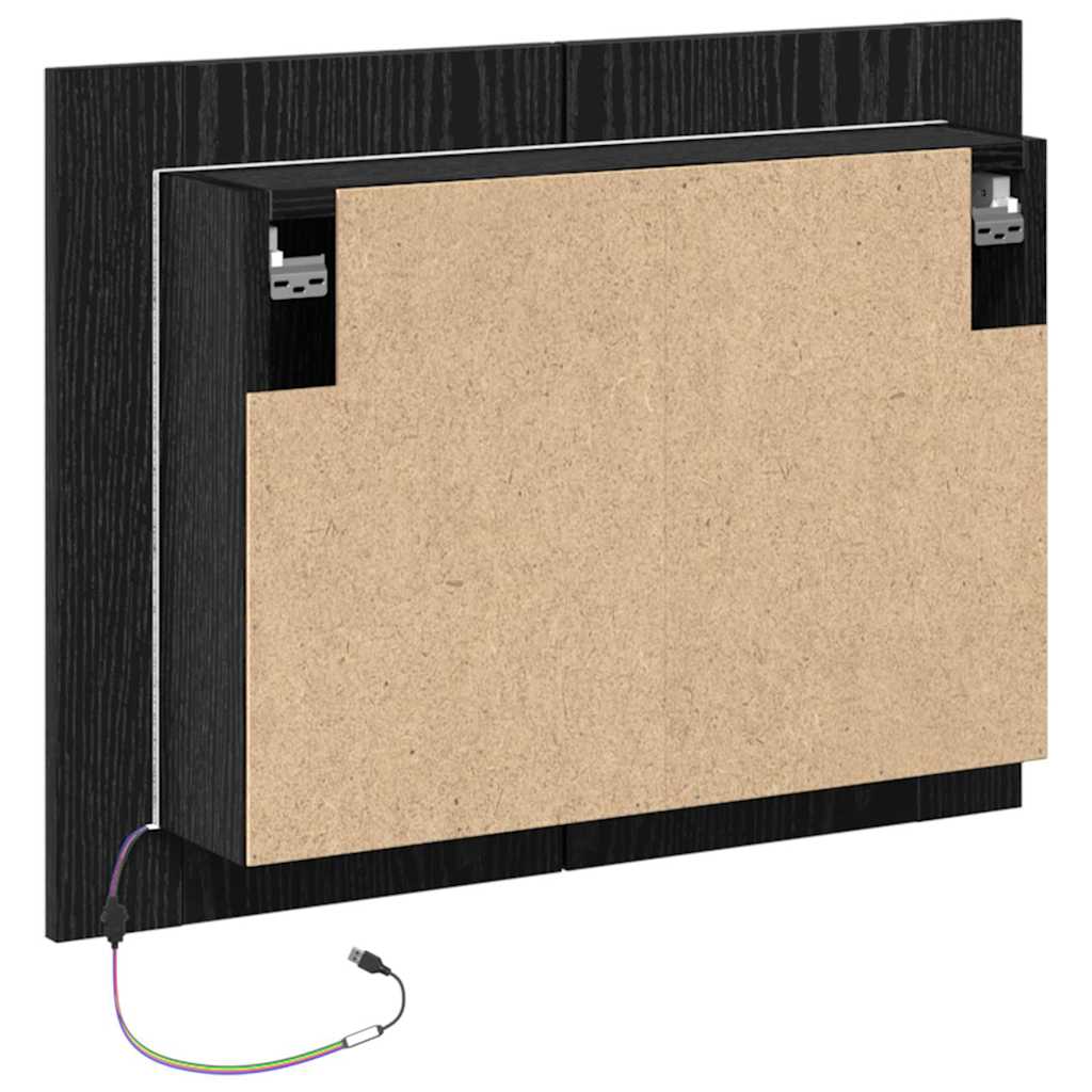 vidaXL Badezimmerspiegelschrank Schwarz Eichen-Optik 60 x 12 x 45 cm