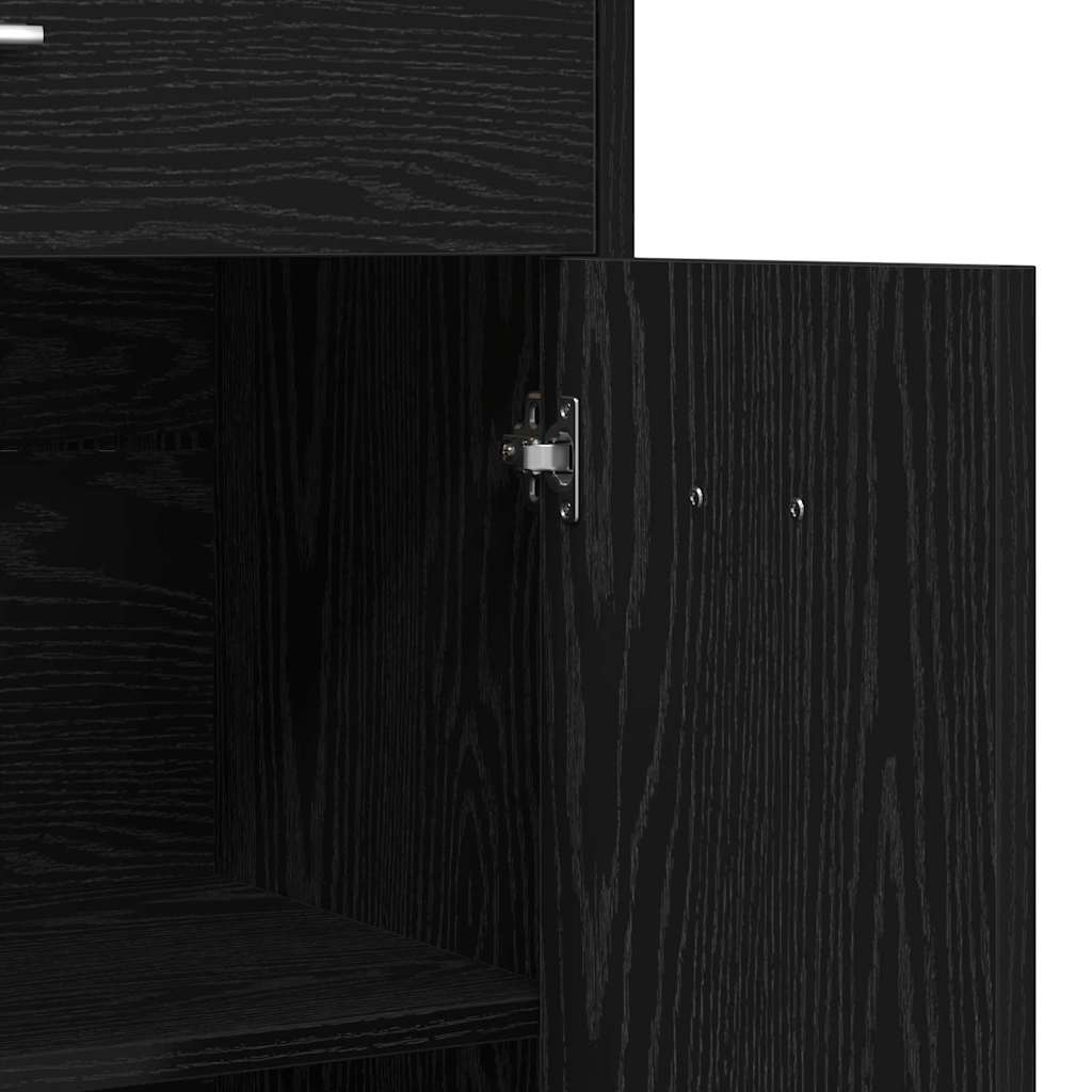 vidaXL Badezimmerschrank mit Tür Schwarz Eichen-Optik 60 x 33 x 80 cm