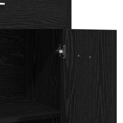 vidaXL Badezimmerschrank mit Tür Schwarz Eichen-Optik 60 x 33 x 80 cm