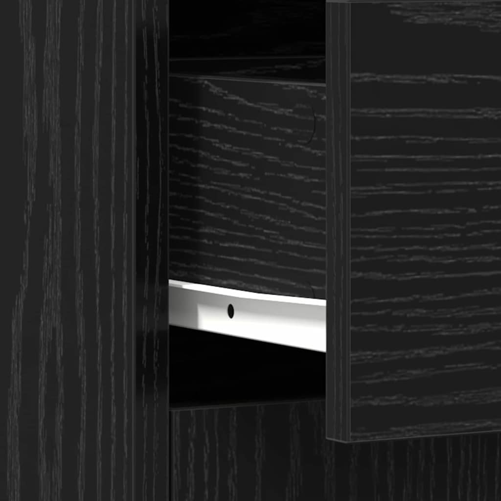 vidaXL Badezimmerschrank mit Tür Schwarz Eichen-Optik 60 x 33 x 80 cm
