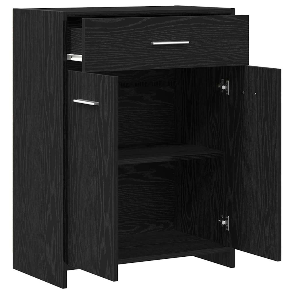 vidaXL Badezimmerschrank mit Tür Schwarz Eichen-Optik 60 x 33 x 80 cm