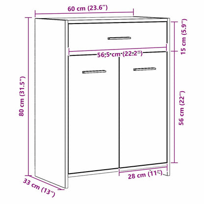vidaXL Badezimmerschrank mit Tür Schwarz Eichen-Optik 60 x 33 x 80 cm