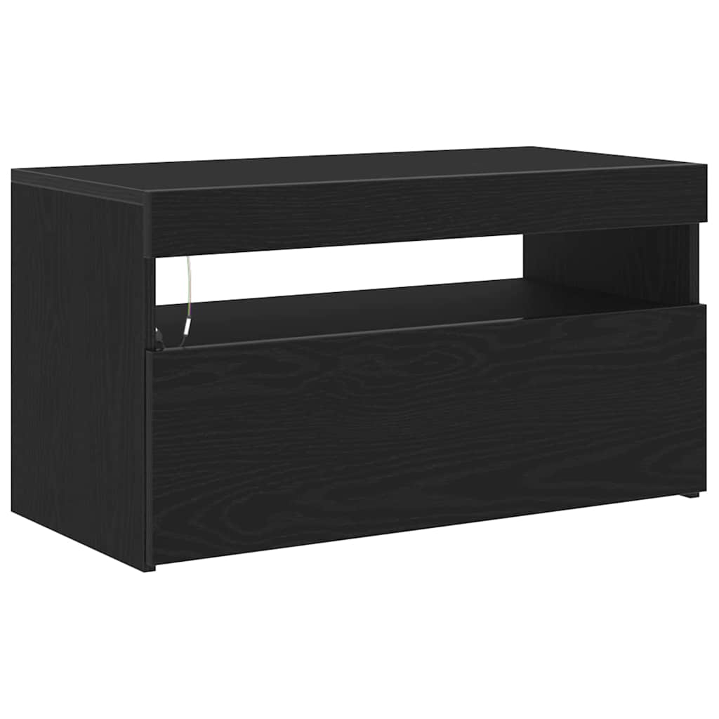 TV-Schränk Schwarz Eichen-Optik 75 x 35 x 40 cm Holzwerkstoff