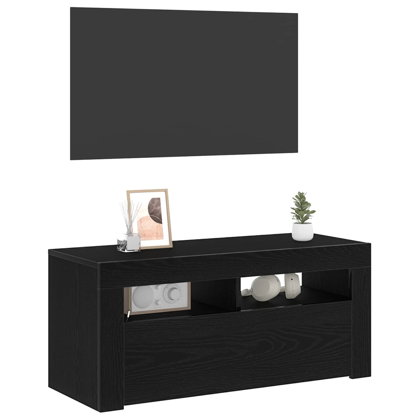 TV-Schränk Schwarz Eichen-Optik 90 x 35 x 40 cm Holzwerkstoff