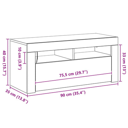 TV-Schränk Schwarz Eichen-Optik 90 x 35 x 40 cm Holzwerkstoff