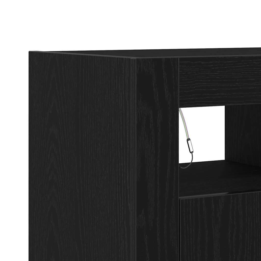 Sideboard Schwarz Eichen-Optik 80 x 35 x 75 cm Holzwerkstoff
