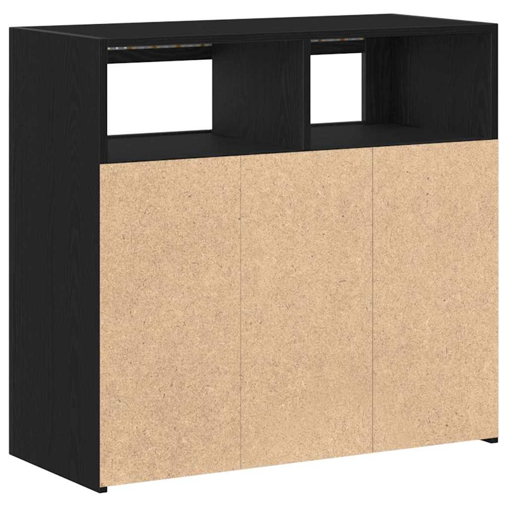 Sideboard Schwarz Eichen-Optik 80 x 35 x 75 cm Holzwerkstoff