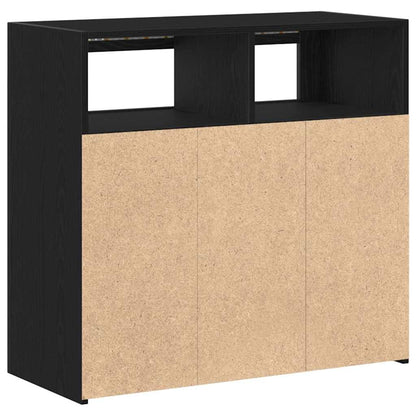 Sideboard Schwarz Eichen-Optik 80 x 35 x 75 cm Holzwerkstoff