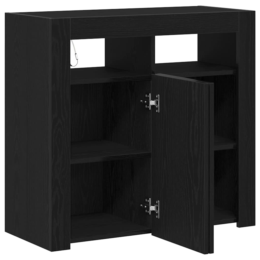 Sideboard Schwarz Eichen-Optik 80 x 35 x 75 cm Holzwerkstoff
