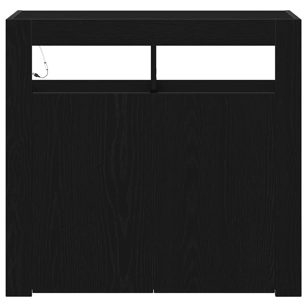 Sideboard Schwarz Eichen-Optik 80 x 35 x 75 cm Holzwerkstoff