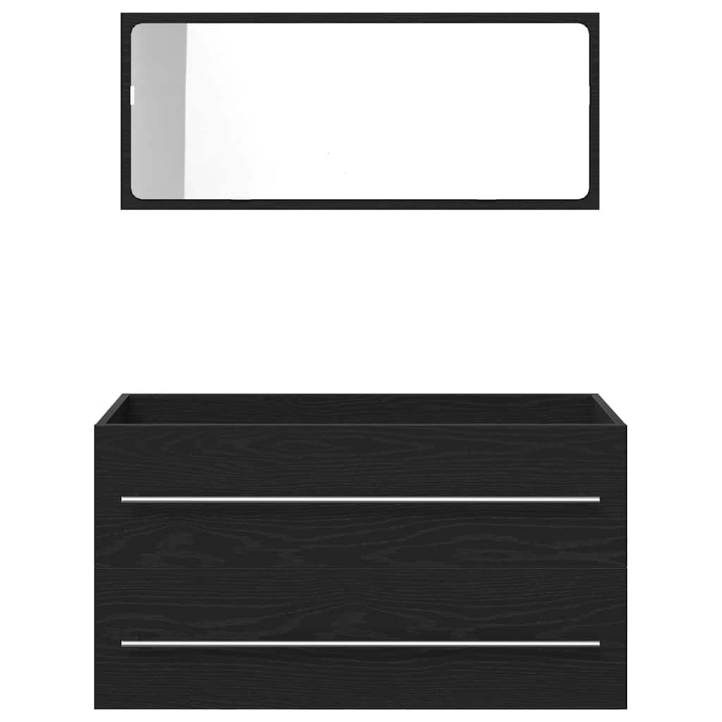 vidaXL Waschbecken-Schrank Schwarz Eichen-Optik 90 x 45 x 1.5 cm