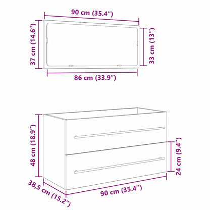 vidaXL Waschbecken-Schrank Schwarz Eichen-Optik 90 x 45 x 1.5 cm