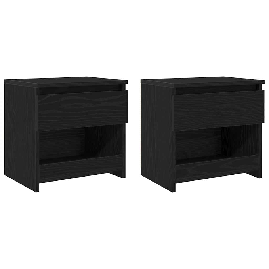 vidaXL Nachttisch 2 pcs Schwarz Eichen-Optik 40 x 30 x 39 cm