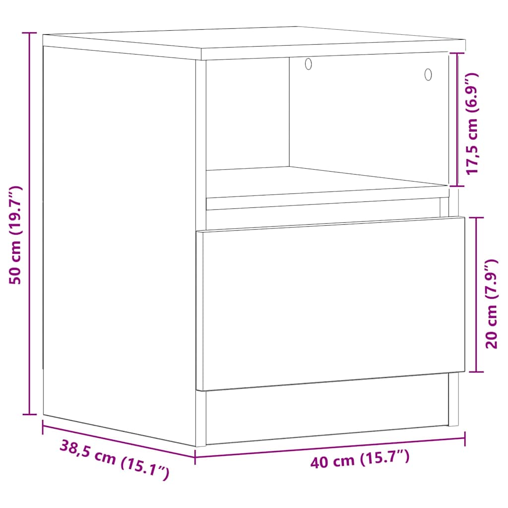 vidaXL Nachttisch Schwarz Eichen-Optik 40 x 40 x 50 cm Holzwerkstoff