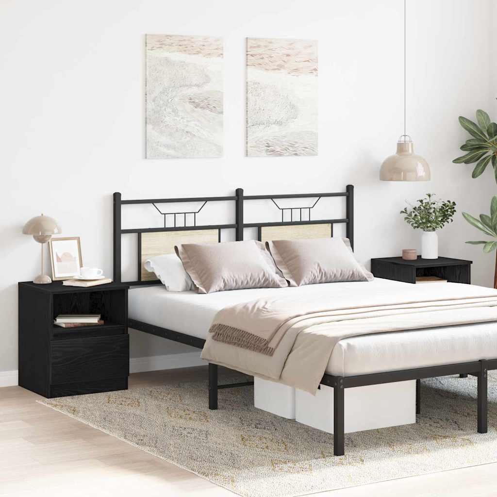 Nachttisch 2 pcs Schwarz Eichen-Optik 40 x 40 x 50 cm