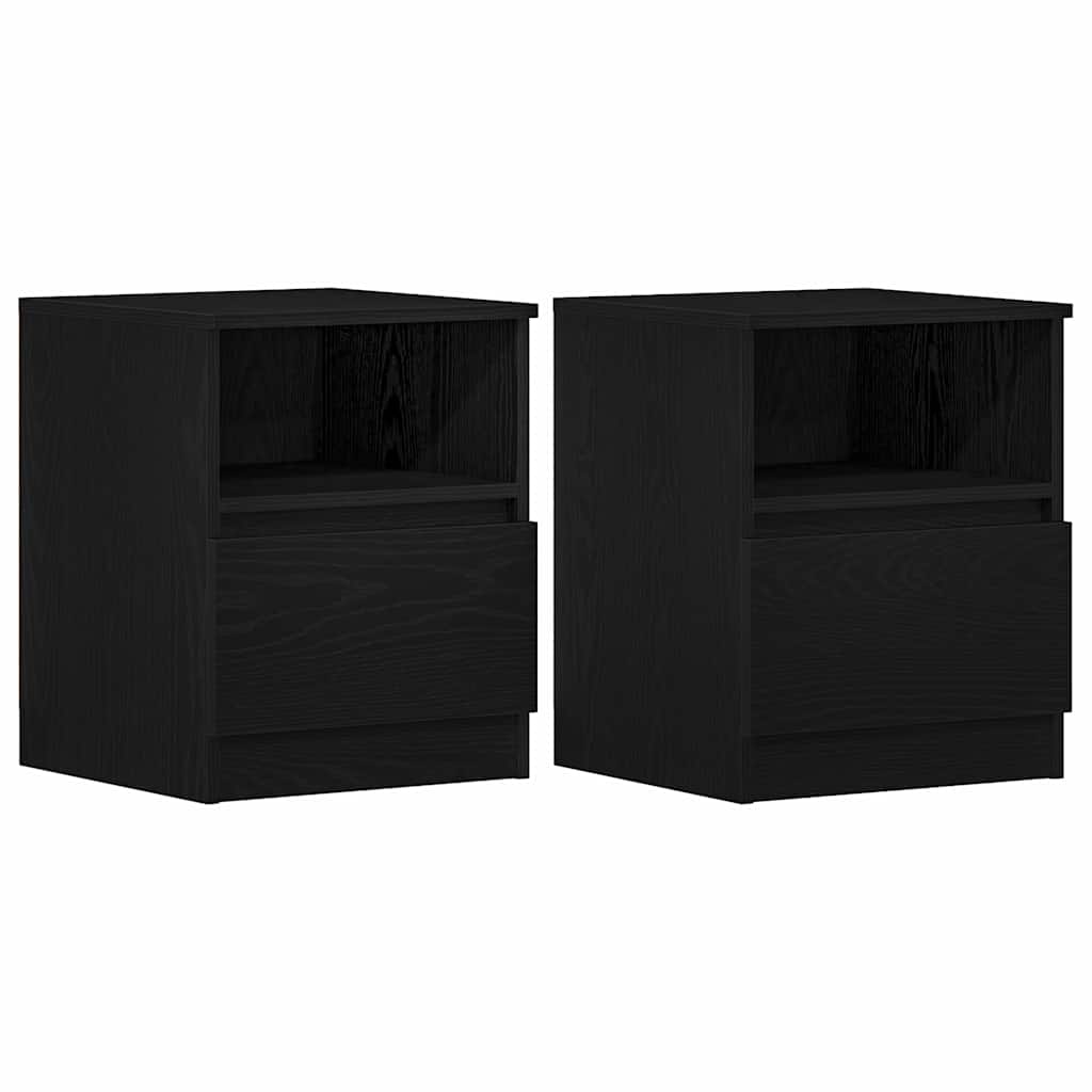 Nachttisch 2 pcs Schwarz Eichen-Optik 40 x 40 x 50 cm