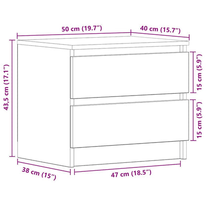 vidaXL Nachttisch Schwarz Eichen-Optik 50 x 40 x 43,5 cm Holzwerkstoff