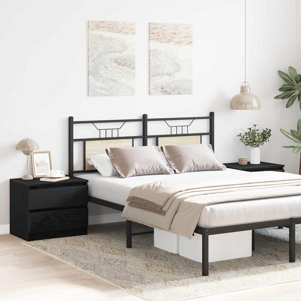 Nachttisch 2 pcs Schwarz Eichen-Optik 50 x 40 x 43,5 cm