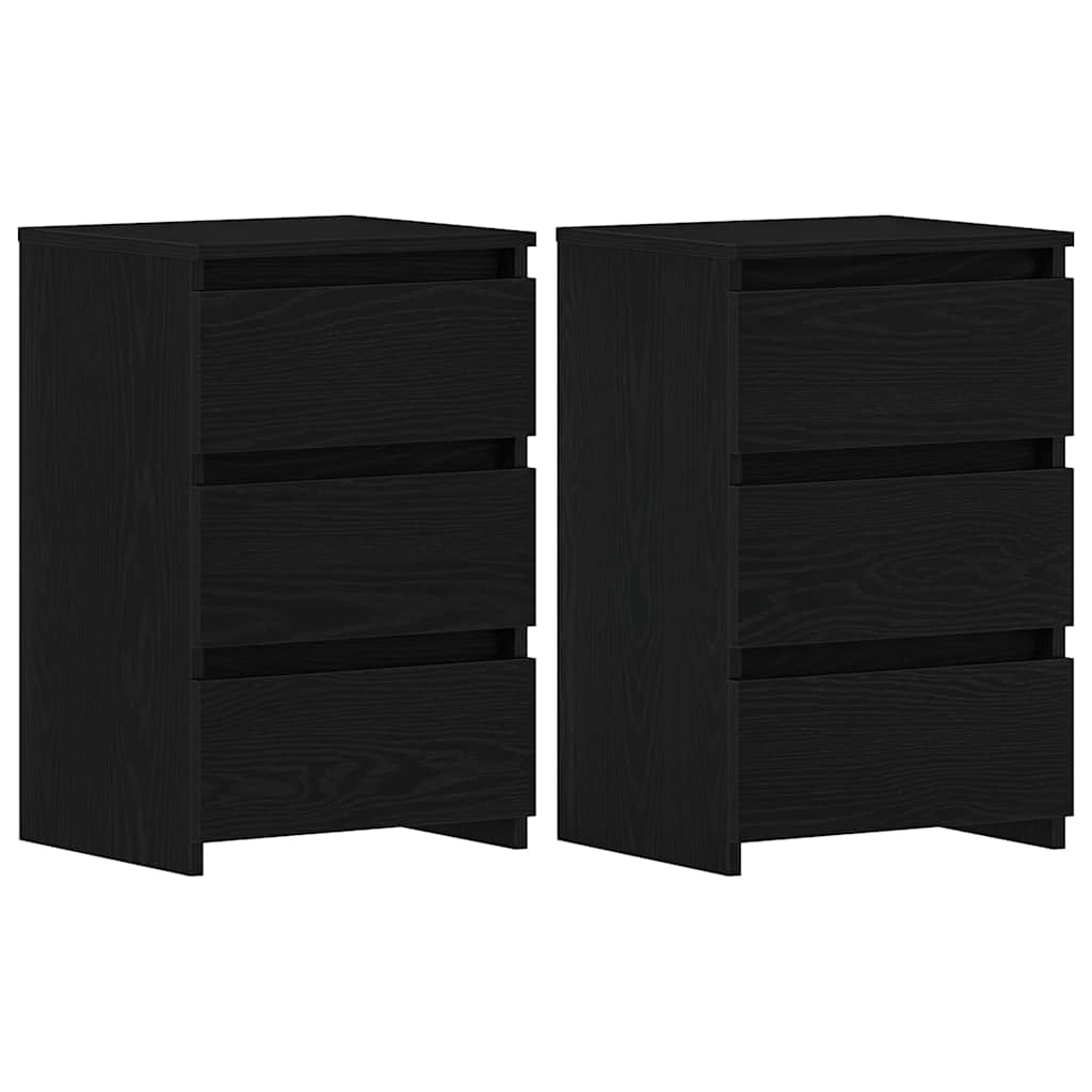 vidaXL Nachttisch 2 pcs Schwarz Eichen-Optik 40 x 35 x 62,5 cm