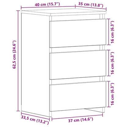 vidaXL Nachttisch 2 pcs Schwarz Eichen-Optik 40 x 35 x 62,5 cm