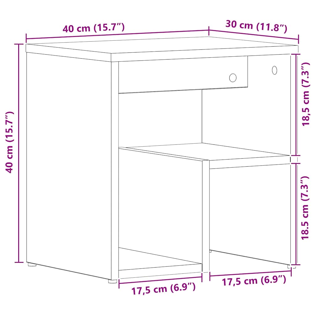 vidaXL Nachttisch Schwarze Eiche 40 x 30 x 40 cm Holzwerkstoff
