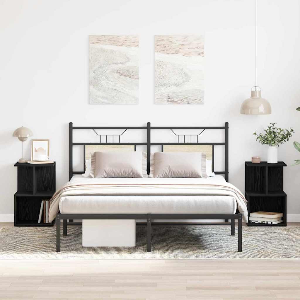 Nachttisch 2 pcs Schwarz Eichen-Optik 35 x 35 x 55 cm