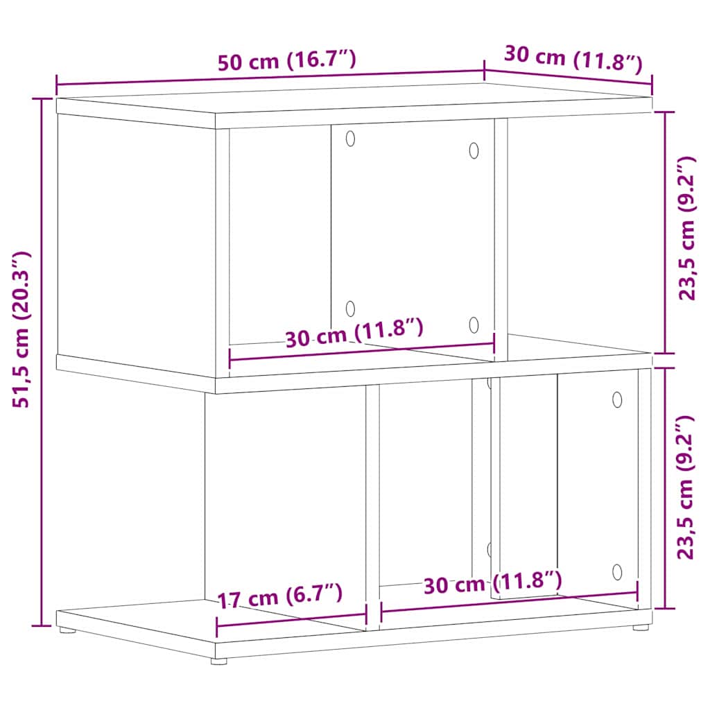 vidaXL Nachttisch Schwarz Eichen-Optik 50 x 30 x 51,5 cm Holzwerkstoff