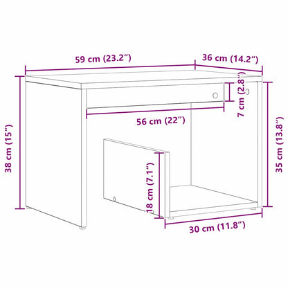 vidaXL Beistelltisch Schwarz Eichen-Optik 59 x 36 x 38 cm