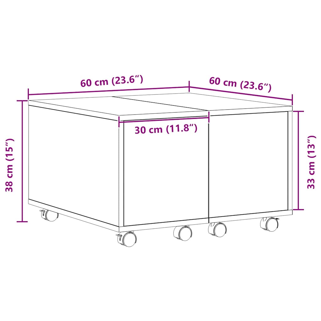 vidaXL Couchtisch Schwarze Eiche 60 x 60 x 38 cm Holzwerkstoff