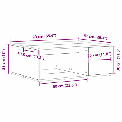 vidaXL Couchtisch Schwarz Eichen-Optik 90 x 67 x 33 cm Holzwerkstoff