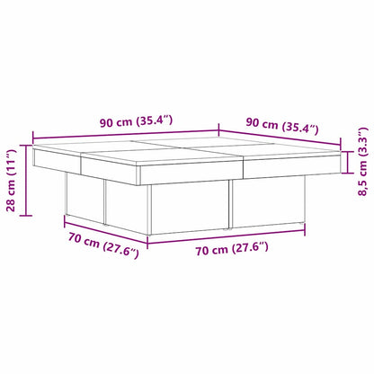 vidaXL Couchtisch Schwarz Eichen-Optik 90 x 90 x 28 cm Holzwerkstoff