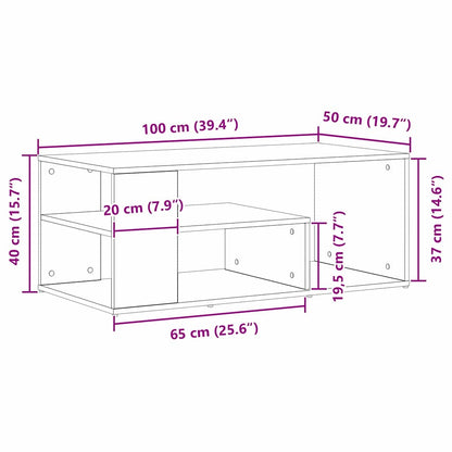 Couchtisch Schwarz Eichen-Optik 100 x 50 x 40 cm Holzwerkstoff