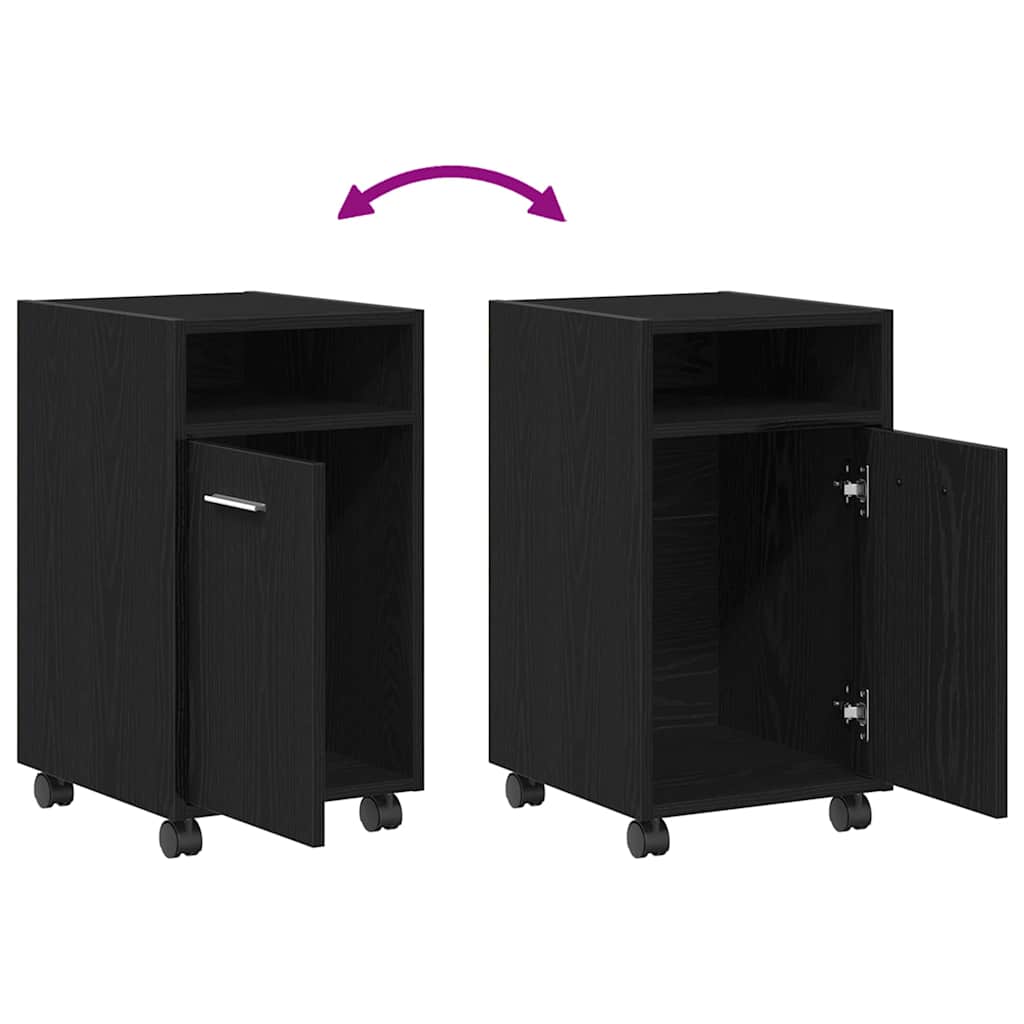 vidaXL Wagen-Seitenkombination Schwarz Eichen-Optik 33 x 38 x 60 cm