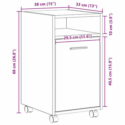 vidaXL Wagen-Seitenkombination Schwarz Eichen-Optik 33 x 38 x 60 cm