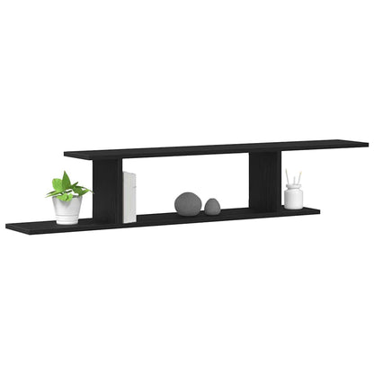 Wandmontiertes TV Regal Schwarz Eichen-Optik 125 x 18 x 23 cm