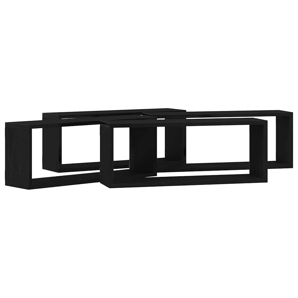 Wandregale mit Regal 4 pcs Schwarz Eichen-Optik 60 x 15 x 23 cm