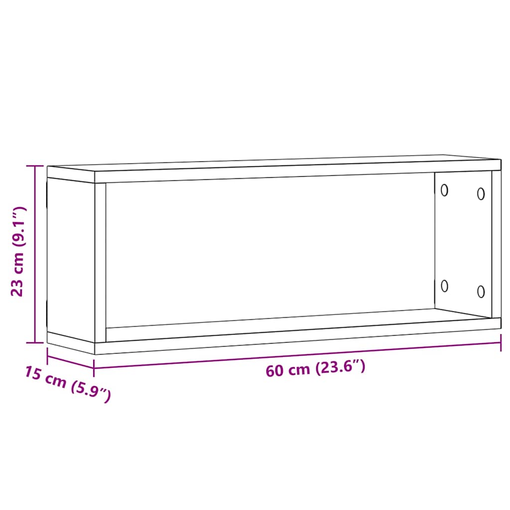 vidaXL Wandregale mit Regal 4 pcs Schwarz Eichen-Optik 60 x 15 x 23 cm