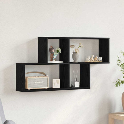 vidaXL Wandregal Schwarz Eichen-Optik 76 x 15 x 53 cm Holzwerkstoff
