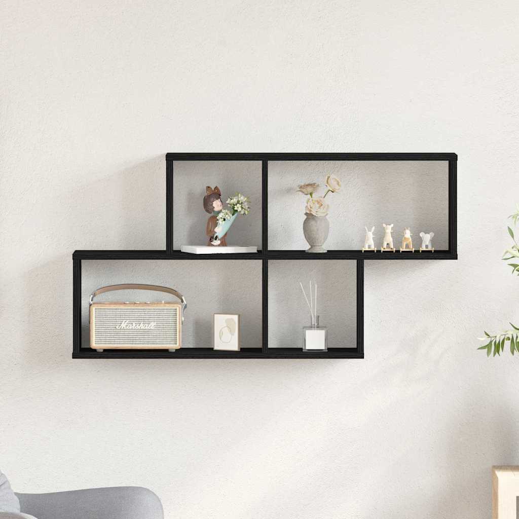 vidaXL Wandregal Schwarz Eichen-Optik 76 x 15 x 53 cm Holzwerkstoff