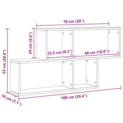 vidaXL Wandregal Schwarz Eichen-Optik 76 x 15 x 53 cm Holzwerkstoff