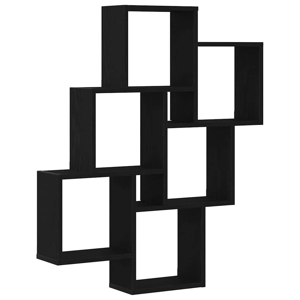 Wandregal Schwarz Eichen-Optik 78 x 15 x 93 cm Holzwerkstoff