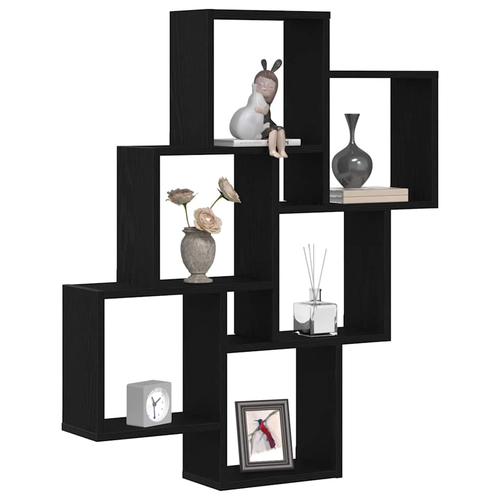 Wandregal Schwarz Eichen-Optik 78 x 15 x 93 cm Holzwerkstoff