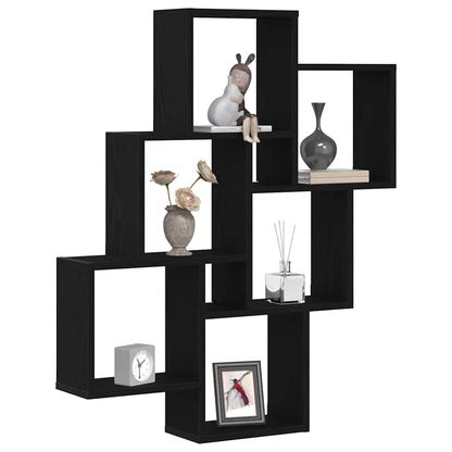 Wandregal Schwarz Eichen-Optik 78 x 15 x 93 cm Holzwerkstoff