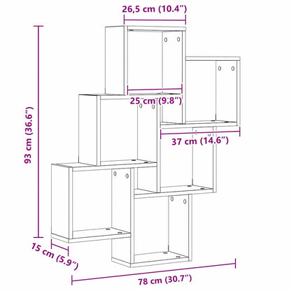 Wandregal Schwarz Eichen-Optik 78 x 15 x 93 cm Holzwerkstoff