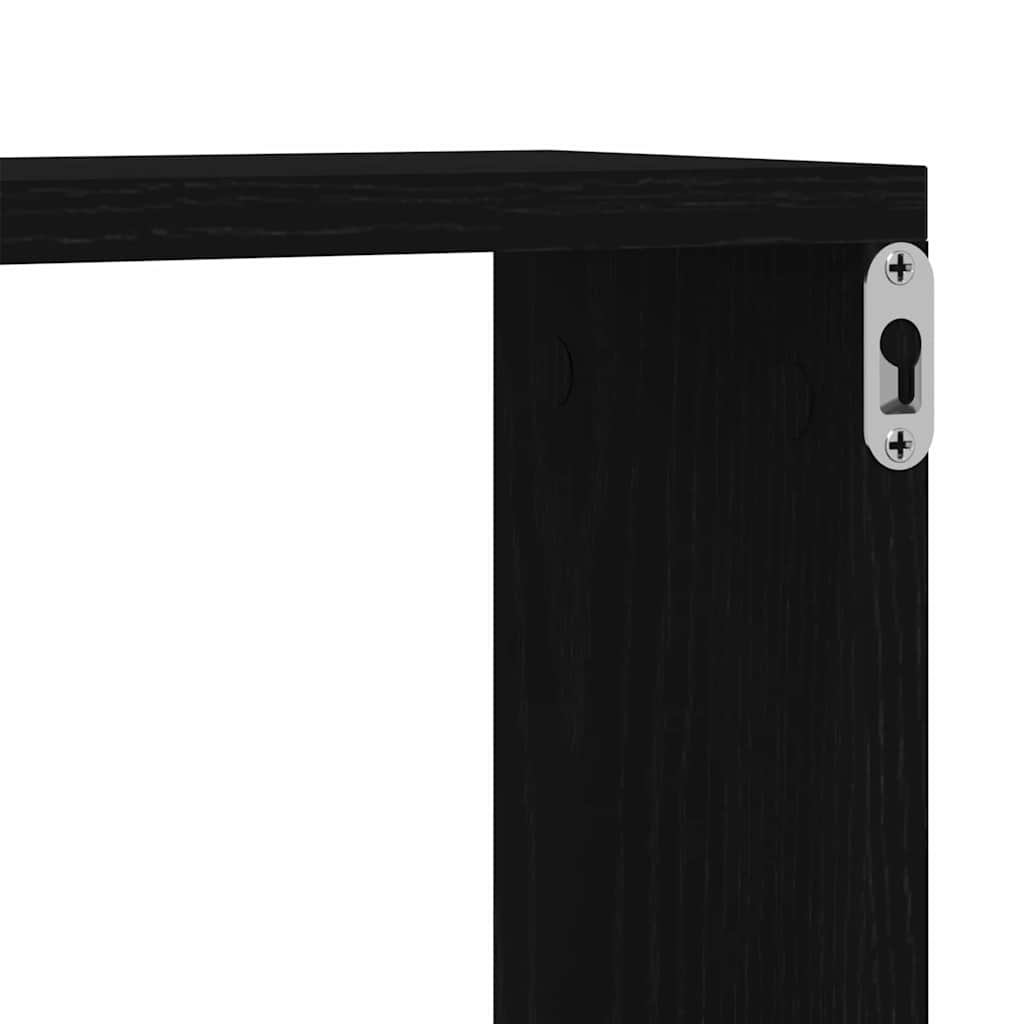 vidaXL Wandregal mit Regal 2 pcs Schwarz Eichen-Optik 50 x 15 x 85 cm