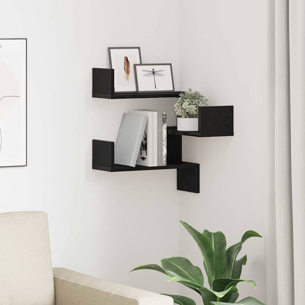 vidaXL Wandregal Schwarz Eichen-Optik 40 x 40 x 49,5 cm Holzwerkstoff