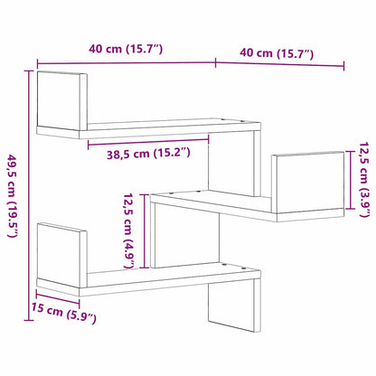 vidaXL Wandregal Schwarz Eichen-Optik 40 x 40 x 49,5 cm Holzwerkstoff