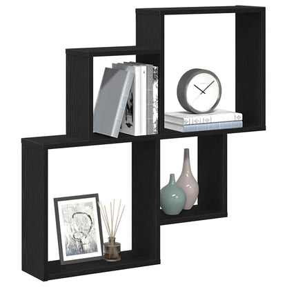 vidaXL Wandregal Schwarz Eichen-Optik 80 x 15 x 78,5 cm Holzwerkstoff