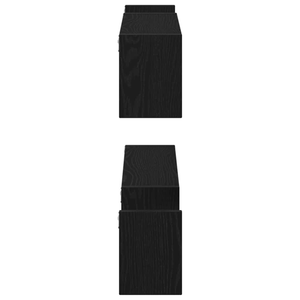 vidaXL Wandregal mit Regal 2 pcs Schwarz Eichen-Optik 100 x 15 x 20 cm